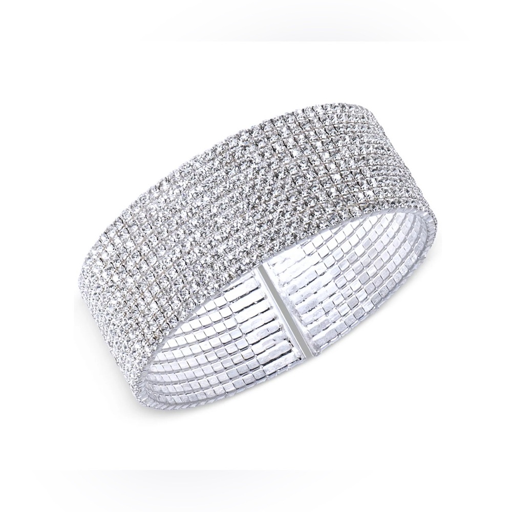 NWOT Anne Klein Silver-Tone Crystal Cuff Bracelet